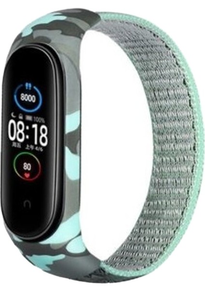 Xiaomi Mi Band 4 Hasırlı Cırtcırtlı Kordon - Turkuaz