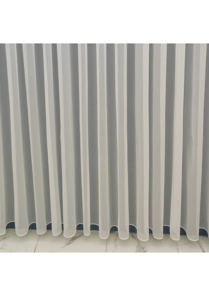 Tül Perde Kendisinden Çizgili Detaylı Yeni Sezon Düz Sade Kullanışlı Tül Perde 1x3 Sık Pileli Tül Perde