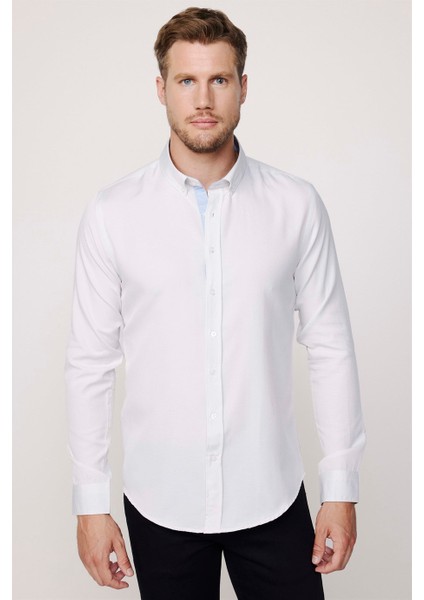 Slim Fit Pamuklu Kolay Ütü Düz Erkek Taş Rengi Gömlek