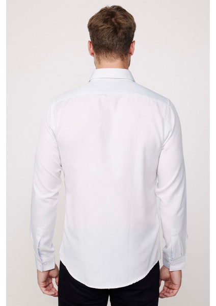 Slim Fit Pamuklu Kolay Ütü Düz Erkek Taş Rengi Gömlek