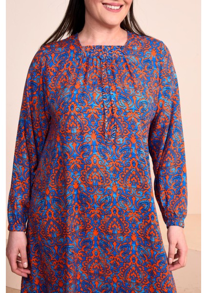 Kadin Anne Buyuk Beden Elbise Cicekli Tesettur Giyim modelleri