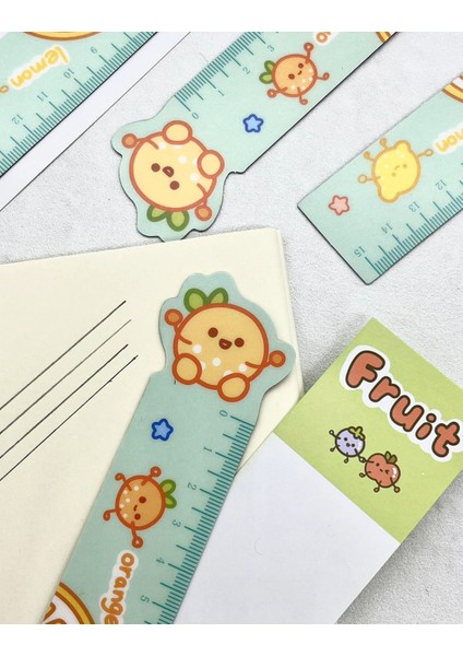 Kawaii Fruit Portakal Desenli Mıknatıslı Kitap Ayracı ve Cetvel / Yer Imi fiyatları