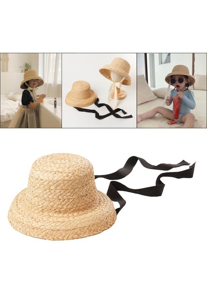 Şık Çocuklar Hasır Şapka Yaz Plaj Güneş Şapka Güneş Koruma Açık Siyah Kravat (Yurt Dışından) fiyatları