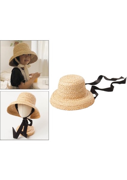 Şık Çocuklar Hasır Şapka Yaz Plaj Güneş Şapka Güneş Koruma Açık Siyah Kravat (Yurt Dışından) indirimleri