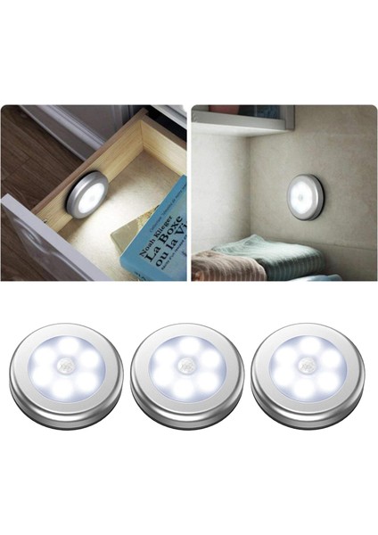 3pcs 1W Gece Lamba Hareket Duvarı Dolap Çatı Dolabı Merdiven Işık, Işık, 8x1.8cm Beyaz Işık (Yurt Dışından) fırsatları