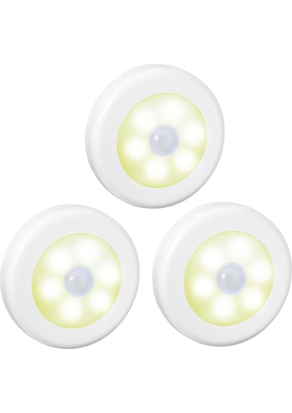 3pcs 1W Gece Algılama Duvarı Dolap Çatı Dolabı Merdiven Işık, Beyaz Sıcak Işık Yapmak (Yurt Dışından)