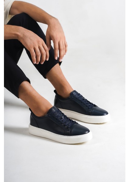 M3-Lcv Lacivert Hakiki Deri Erkek Spor Ayakkabı & Sneaker