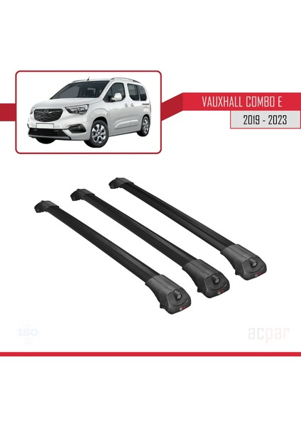 Vauxhall Combo E 2019 ve Sonrası ile Uyumlu Ace-1 Ara Atkı Tavan Barı Siyah 3 Adet Bar modelleri