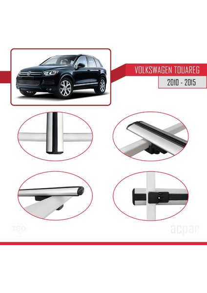 Volkswagen Touareg 2010-2015 Arası ile Uyumlu Basıc Model Ara Atkı Tavan Barı Gri 3 Adet