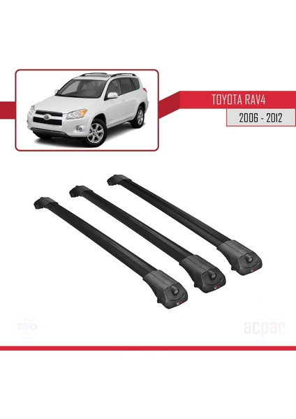 Toyota Rav4 2006-2012 Arası ile Uyumlu Ace-1 Ara Atkı Tavan Barı Siyah 3 Adet Bar modelleri