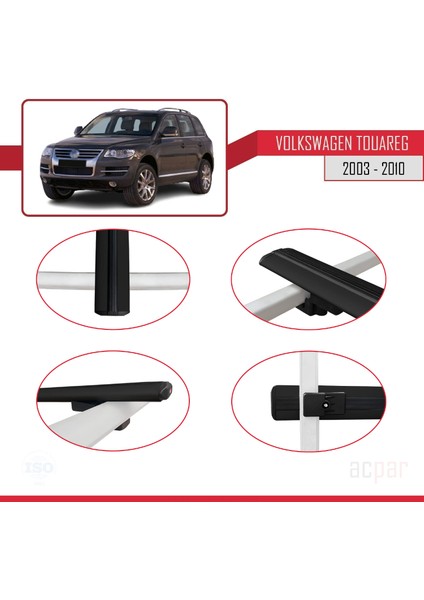 Volkswagen Touareg 2003-2010 Arası ile Uyumlu Basıc Model Ara Atkı Tavan Barı Siyah 3 Adet