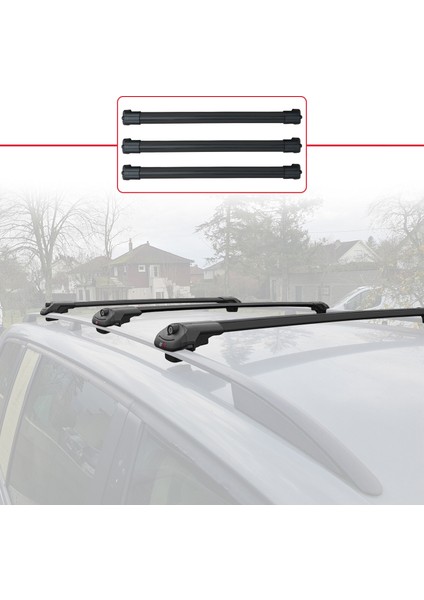 Toyota Sienna (XL10) 1998-2003 Arası ile Uyumlu Ace-1 Ara Atkı Tavan Barı Siyah 3 Adet Bar