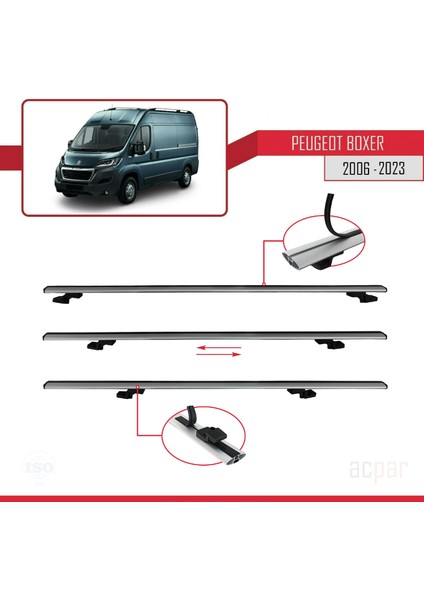 Peugeot Boxer 2006 ve Sonrası ile Uyumlu Basıc Model Ara Atkı Tavan Barı Gri 3 Adet indirimleri