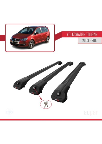 Volkswagen Touran 2003-2010 Arası ile Uyumlu Ace-1 Ara Atkı Tavan Barı Siyah 3 Adet Bar fırsatları