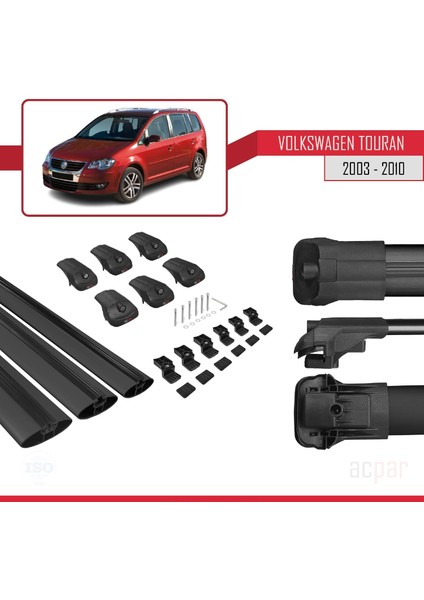 Volkswagen Touran 2003-2010 Arası ile Uyumlu Ace-1 Ara Atkı Tavan Barı Siyah 3 Adet Bar indirimleri