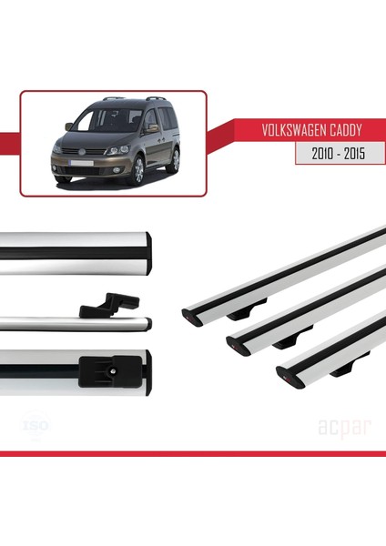 Volkswagen Caddy 2010-2015 Arası ile Uyumlu Basıc Model Ara Atkı Tavan Barı Gri 3 Adet modelleri