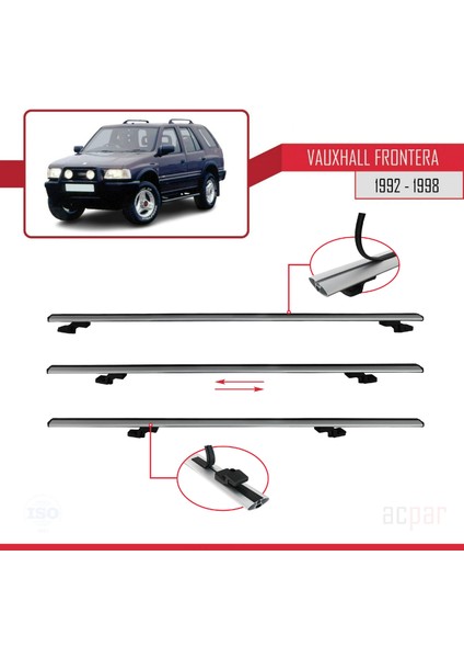 Vauxhall Frontera 1992-1998 Arası ile Uyumlu Basıc Model Ara Atkı Tavan Barı Gri 3 Adet indirimleri