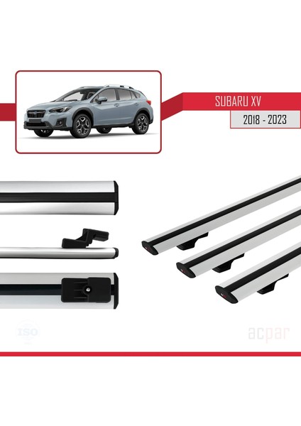 Subaru Xv 2018 ve Sonrası ile Uyumlu Basıc Model Ara Atkı Tavan Barı Gri 3 Adet modelleri