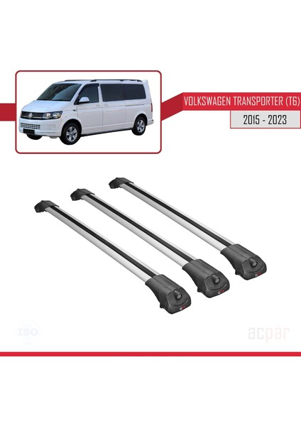 Volkswagen Transporter (T6) 2015 ve Sonrası ile Uyumlu Ace-1 Ara Atkı Tavan Barı Gri 3 Adet Bar