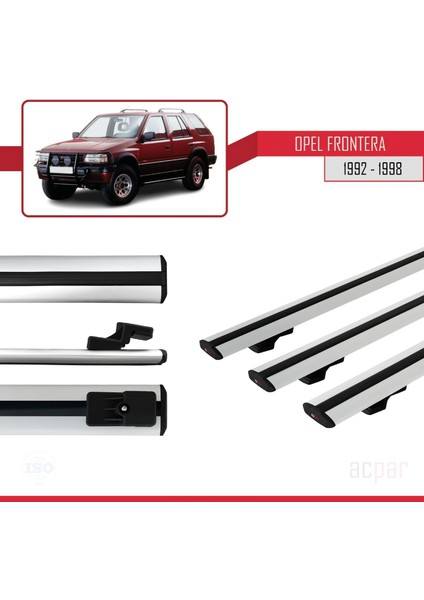 Opel Frontera 1992-1998 Arası ile Uyumlu Basıc Model Ara Atkı Tavan Barı Gri 3 Adet modelleri