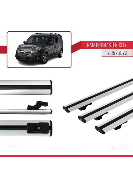 Ram Promaster City 2015 ve Sonrası ile Uyumlu Basıc Model Ara Atkı Tavan Barı Gri 3 Adet modelleri