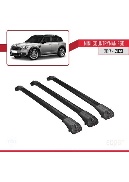 Mini Countryman (F60) 2017 ve Sonrası ile Uyumlu Ace-1 Ara Atkı Tavan Barı Siyah 3 Adet Bar