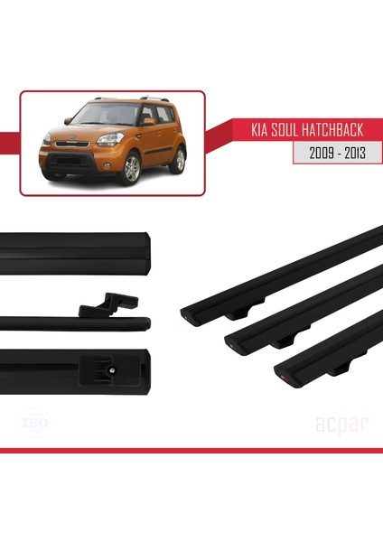 Kia Soul Hatchback 2009-2013 Arası ile Uyumlu Basıc Model Ara Atkı Tavan Barı Siyah 3 Adet modelleri