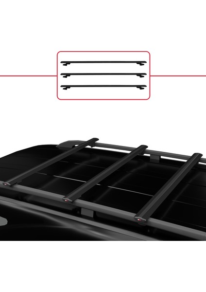 Honda Odyssey 2011-2017 Arası ile Uyumlu Basıc Model Ara Atkı Tavan Barı Siyah 3 Adet