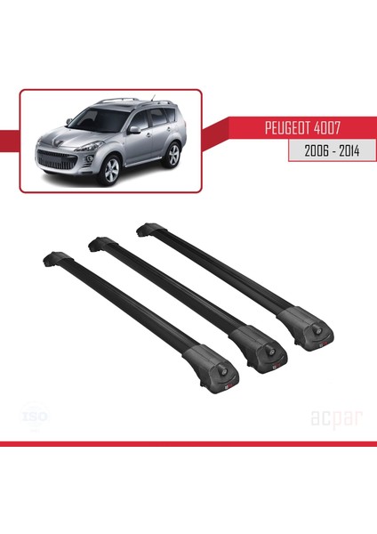 Peugeot 4007 2006-2014 Arası ile Uyumlu Ace-1 Ara Atkı Tavan Barı Siyah 3 Adet Bar modelleri