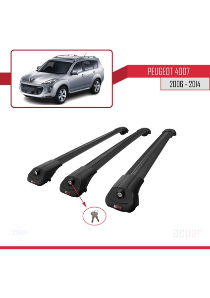 Peugeot 4007 2006-2014 Arası ile Uyumlu Ace-1 Ara Atkı Tavan Barı Siyah 3 Adet Bar fırsatları