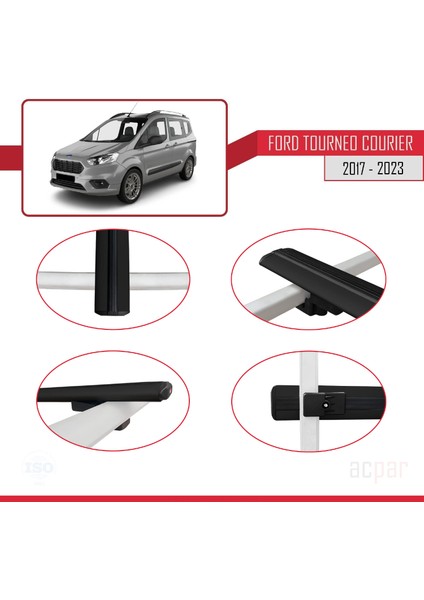 Ford Tourneo Courier 2017 ve Sonrası ile Uyumlu Basıc Model Ara Atkı Tavan Barı Siyah 3 Adet fırsatları