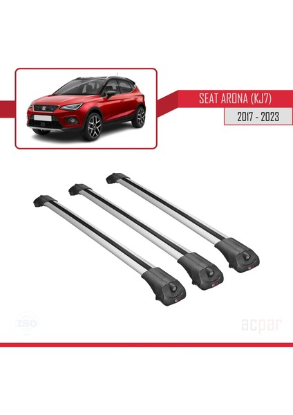 Seat Arona (Kj7) 2017 ve Sonrası ile Uyumlu Ace-1 Ara Atkı Tavan Barı Gri 3 Adet Bar modelleri
