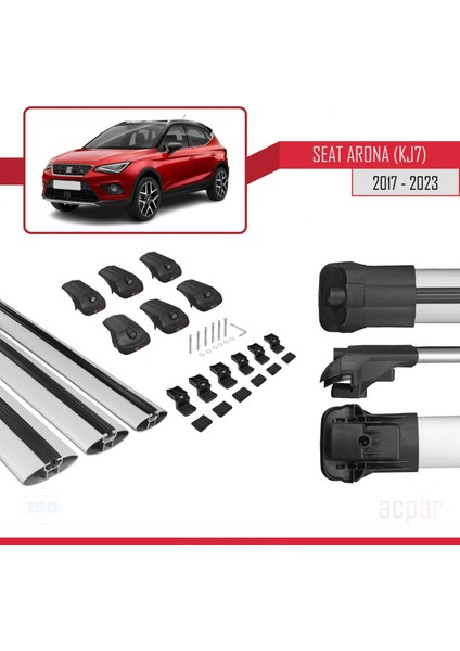 Seat Arona (Kj7) 2017 ve Sonrası ile Uyumlu Ace-1 Ara Atkı Tavan Barı Gri 3 Adet Bar indirimleri