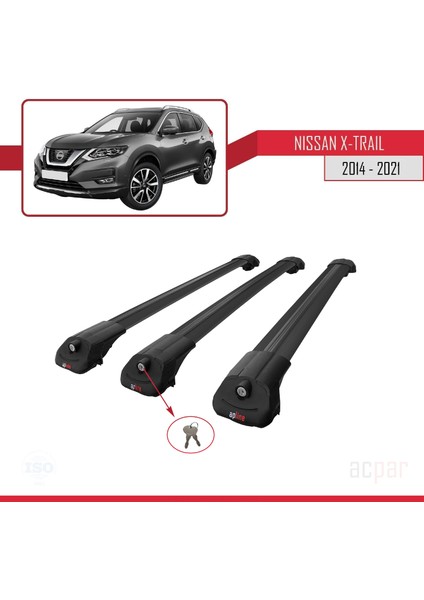 Nissan X-Trail 2014 ve Sonrası ile Uyumlu Ace-1 Ara Atkı Tavan Barı Siyah 3 Adet Bar fırsatları