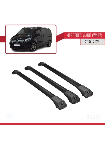 Mercedes Viano (W447) 2015 ve Sonrası ile Uyumlu Ace-1 Ara Atkı Tavan Barı Siyah 3 Adet Bar modelleri
