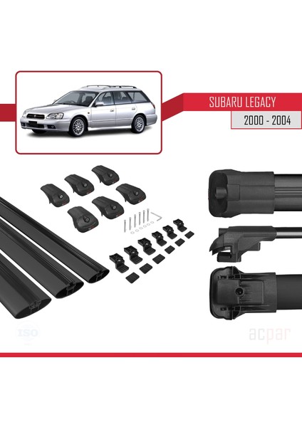 Subaru Legacy 2000-2004 Arası ile Uyumlu Ace-1 Ara Atkı Tavan Barı Siyah 3 Adet Bar indirimleri