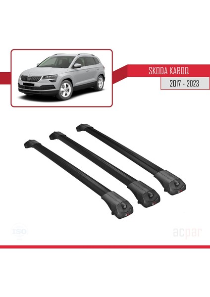 Skoda Karoq 2017 ve Sonrası ile Uyumlu Ace-1 Ara Atkı Tavan Barı Siyah 3 Adet Bar modelleri
