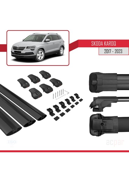 Skoda Karoq 2017 ve Sonrası ile Uyumlu Ace-1 Ara Atkı Tavan Barı Siyah 3 Adet Bar indirimleri