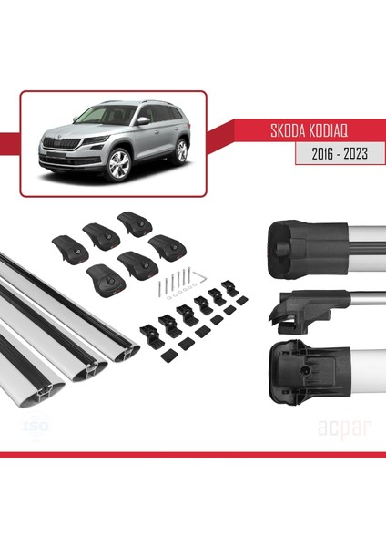 Skoda Kodiaq 2016 ve Sonrası ile Uyumlu Ace-1 Ara Atkı Tavan Barı Gri 3 Adet Bar indirimleri