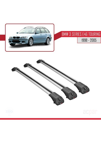 Bmw 3 Serisi (E46) Tourıng 1998-2005 Arası ile Uyumlu Ace-1 Ara Atkı Tavan Barı Gri 3 Adet Bar modelleri