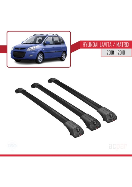 Hyundai Lavita / Matrix (Fc) 2001-2010 Arası ile Uyumlu Ace-1 Ara Atkı Tavan Barı Siyah 3 Adet Bar modelleri