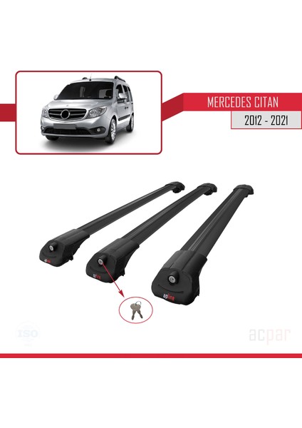 Mercedes Citan 2012-2021 Arası ile Uyumlu Ace-1 Ara Atkı Tavan Barı Siyah 3 Adet Bar fırsatları