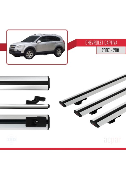 Chevrolet Captiva 2007-2011 Arası ile Uyumlu Basıc Model Ara Atkı Tavan Barı Gri 3 Adet modelleri