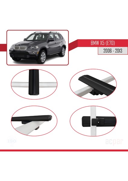 Bmw X5 (E70) 2006-2013 Arası ile Uyumlu Basıc Model Ara Atkı Tavan Barı Siyah 3 Adet fırsatları