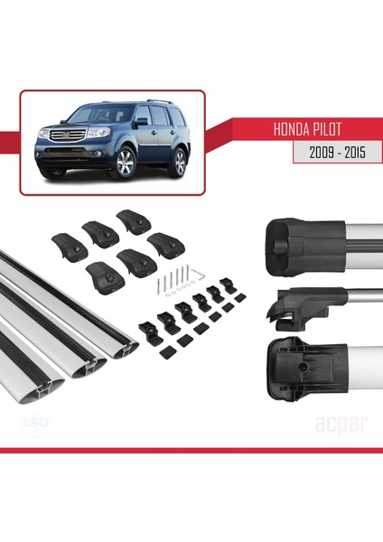 Honda Pilot 2009-2015 Arası ile Uyumlu Ace-1 Ara Atkı Tavan Barı Gri 3 Adet Bar indirimleri