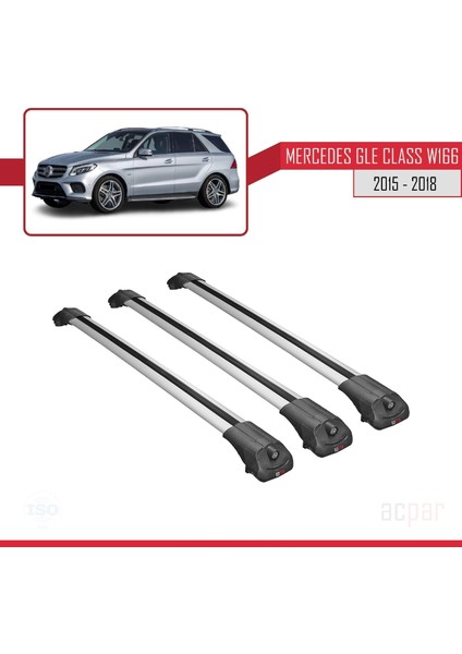 Mercedes Gle Class (W166) 2015-2018 Arası ile Uyumlu Ace-1 Ara Atkı Tavan Barı Gri 3 Adet Bar modelleri