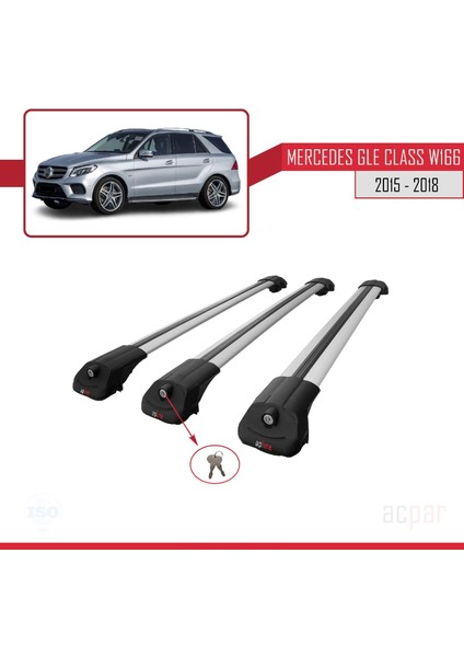 Mercedes Gle Class (W166) 2015-2018 Arası ile Uyumlu Ace-1 Ara Atkı Tavan Barı Gri 3 Adet Bar fırsatları