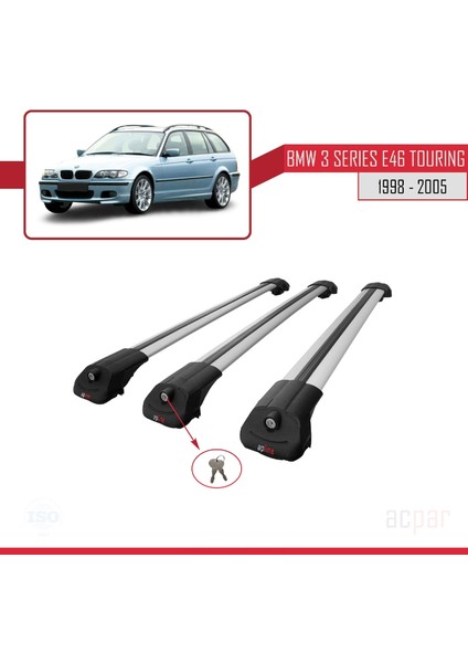 Bmw 3 Serisi (E46) Tourıng 1998-2005 Arası ile Uyumlu Ace-1 Ara Atkı Tavan Barı Gri 3 Adet Bar fırsatları