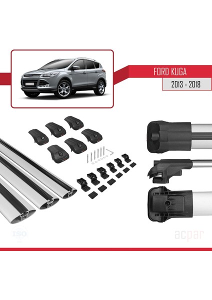 Ford Kuga 2013-2018 Arası ile Uyumlu Ace-1 Ara Atkı Tavan Barı Gri 3 Adet Bar indirimleri