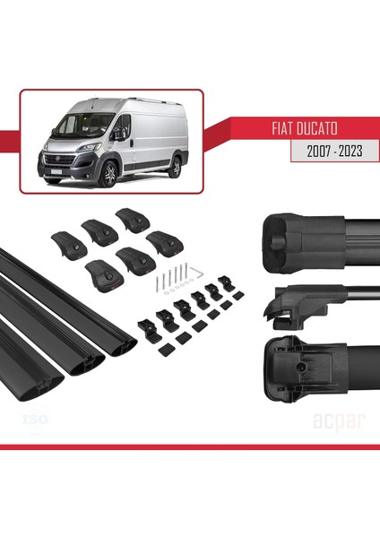 Fiat Ducato 2007 ve Sonrası ile Uyumlu Ace-1 Ara Atkı Tavan Barı Siyah 3 Adet Bar